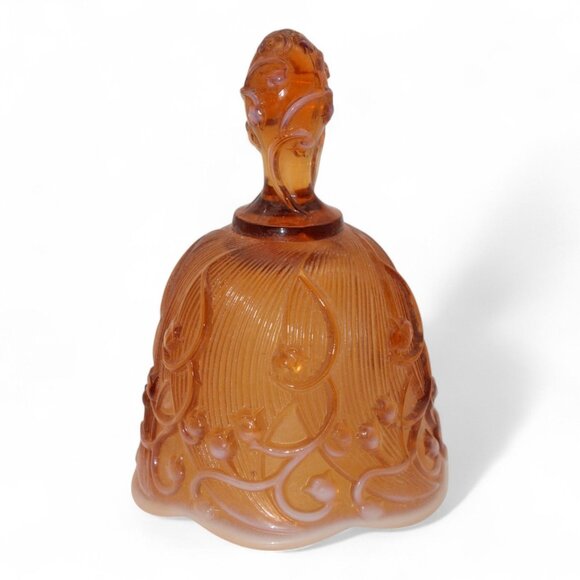 Fenton Opalescent Amber Lily Of The Valley Bell Vintage Decor Collectible Glass - Picture 2 of 5